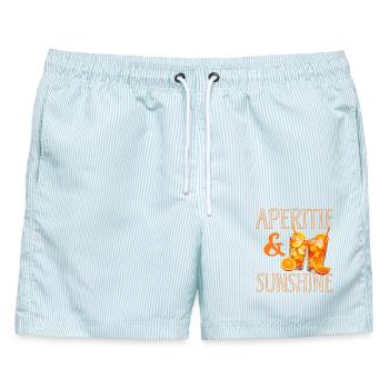 Aperitif & Sunshine - Männer Badeshorts - hellblau gestreift - Vorne - AI Model Male 178 light (178cm)