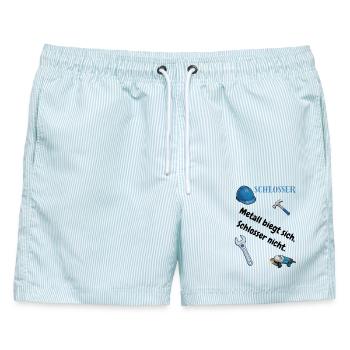 Schlosser T-Shirt Lustiges Geschenk Metallbau-Fans - Männer Badeshorts - hellblau gestreift - Vorne - AI Model Male 178 light (178cm)