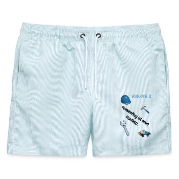 Schlosser T-Shirt Lustiges Geschenk Metallbau-Fans - Männer Badeshorts - hellblau gestreift - Vorne - AI Model Male 178 light (178cm)
