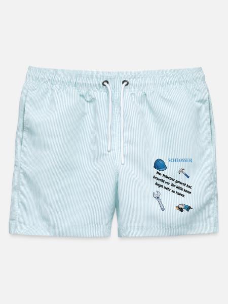 Schlosser T-Shirt Lustiges Geschenk Metallbau-Fans - Männer Badeshorts - hellblau gestreift