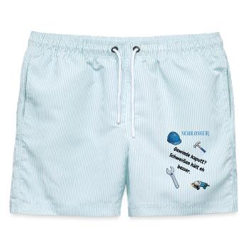Schlosser T-Shirt Lustiges Geschenk Metallbau-Fans - Männer Badeshorts - hellblau gestreift - Vorne - AI Model Male 178 light (178cm)