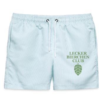 Lecker Bierchen Club - Lecker Bierchen - Bier - Männer Badeshorts - hellblau gestreift - Vorne - AI Model Male 178 light (178cm)