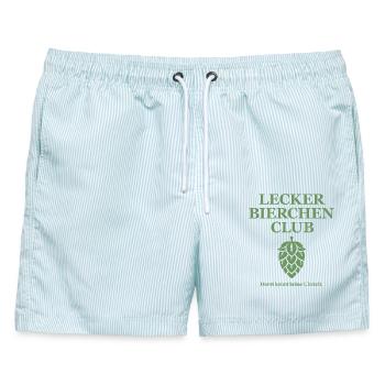 Lecker Bierchen Club - Durst kennt keine Uhrzeit - Männer Badeshorts - hellblau gestreift - Vorne - AI Model Male 178 light (178cm)