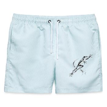 Rotäugige Laubfrosch-Regenwald - Männer Badeshorts - hellblau gestreift - Vorne - AI Model Male 178 light (178cm)