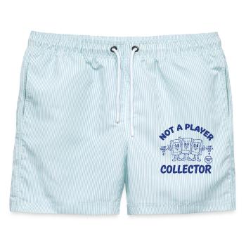 Ich bin kein Spieler-Sammler, ich handle einfach viel beim Handeln - Männer Badeshorts - hellblau gestreift - Vorne - AI Model Male 178 light (178cm)