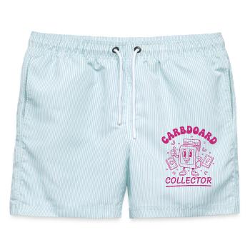 Karbboard-Sammler-Sammelkarten-Ordner-Lüfter - Männer Badeshorts - hellblau gestreift - Vorne - AI Model Male 178 light (178cm)