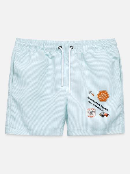 Schlosser Shirt: Passt nicht? Wird passend gemacht - Männer Badeshorts - hellblau gestreift