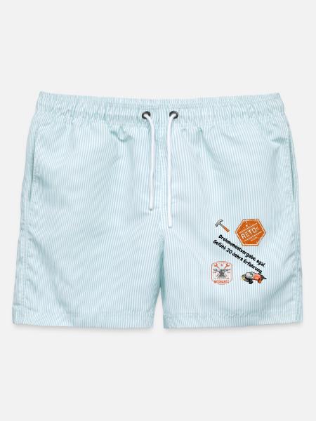 Schlosser Shirt: Passt nicht? Wird passend gemacht - Männer Badeshorts - hellblau gestreift