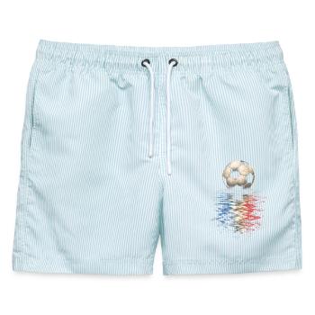 France Football Reflexion - Männer Badeshorts - hellblau gestreift - Vorne - AI Model Male 178 light (178cm)