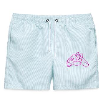 Dead Bunny Pink - Männer Badeshorts - hellblau gestreift - Vorne - AI Model Male 178 light (178cm)