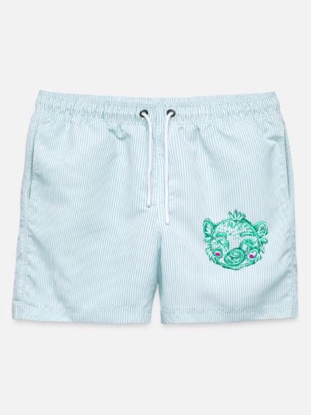 Leo Green ist tot - Männer Badeshorts - hellblau gestreift