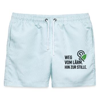 Ruheweg: Von Lärm Zur Stille - Männer Badeshorts - hellblau gestreift - Vorne - AI Model Male 178 light (178cm)