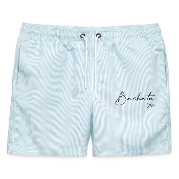 Bachata - Männer Badeshorts - hellblau gestreift - Vorne - AI Model Male 178 light (178cm)