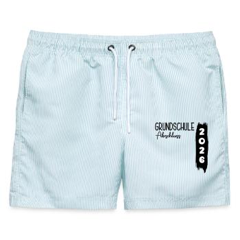 Grundschule Abschluss 2026 - Männer Badeshorts - hellblau gestreift - Vorne - AI Model Male 178 light (178cm)