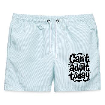 Can't adult today - Männer Badeshorts - hellblau gestreift - Vorne - AI Model Male 178 light (178cm)