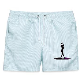 Pole Dance Silhouette Frau in High Heels Design - Männer Badeshorts - hellblau gestreift - Vorne - AI Model Male 178 light (178cm)