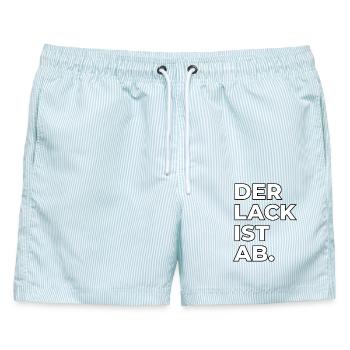 Der Lack ist ab Lackierer Spruch - Männer Badeshorts - hellblau gestreift - Vorne - AI Model Male 178 light (178cm)
