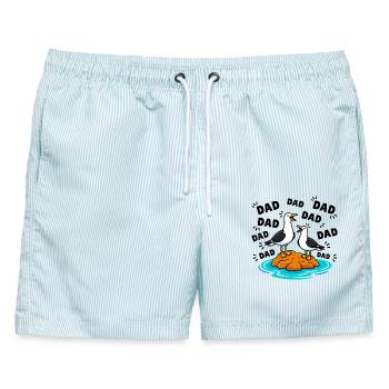 Dad Dad Dad - Lustige Möwen Kinder - Männer Badeshorts - hellblau gestreift - Vorne - AI Model Male 178 light (178cm)