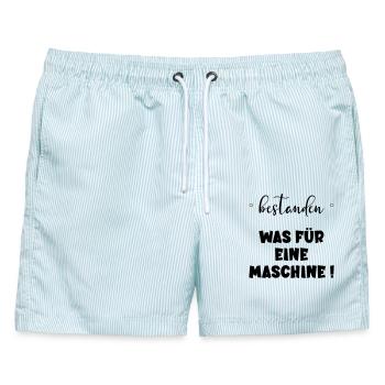 Abschluss Bestanden - Maschine - Männer Badeshorts - hellblau gestreift - Vorne - AI Model Male 178 light (178cm)