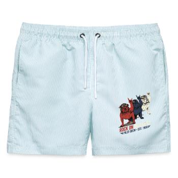 Bulldoggen Rock On Fliegerbrille Vintage - Männer Badeshorts - hellblau gestreift - Vorne - AI Model Male 178 light (178cm)