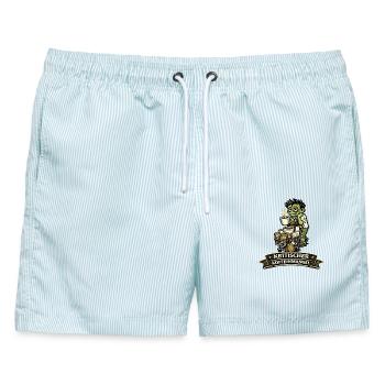 Kritischer Koffeinengel - Männer Badeshorts - hellblau gestreift - Vorne - AI Model Male 178 light (178cm)