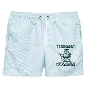 Mastertitel Capybara mit Master Abschluss - Männer Badeshorts - hellblau gestreift - Vorne - AI Model Male 178 light (178cm)