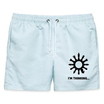 I'm Thinking Game of Chess - Männer Badeshorts - hellblau gestreift - Vorne - AI Model Male 178 light (178cm)