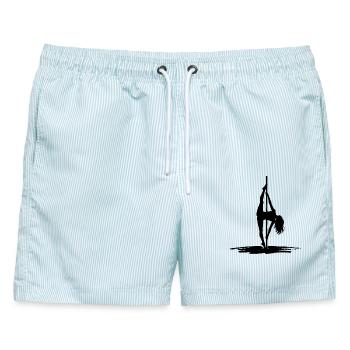 Sexy Pole Dance Silhouette – Athletisch & Elegant - Männer Badeshorts - hellblau gestreift - Vorne - AI Model Male 178 light (178cm)