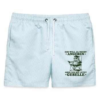 Bestandene Ausbildung Nicht Angeben Geselle - Männer Badeshorts - hellblau gestreift - Vorne - AI Model Male 178 light (178cm)