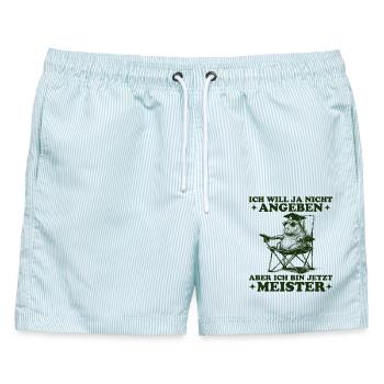 Bestandene Meisterprüfung Nicht Angeben Meister - Männer Badeshorts - hellblau gestreift - Vorne - AI Model Male 178 light (178cm)