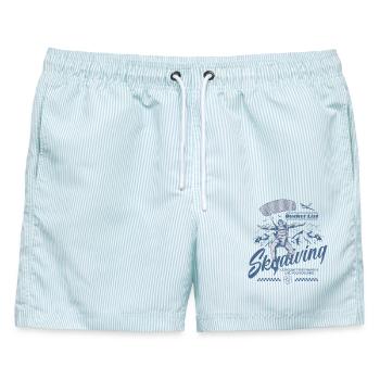 Bucket List Skydiving - Männer Badeshorts - hellblau gestreift - Vorne - AI Model Male 178 light (178cm)