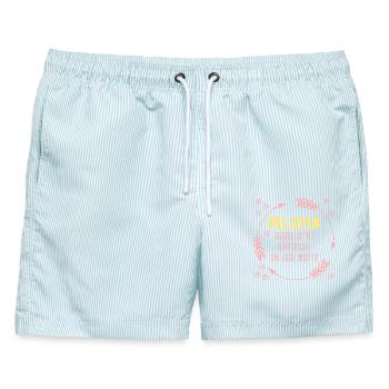 Pilates Stabilität Mitte - Männer Badeshorts - hellblau gestreift - Vorne - AI Model Male 178 light (178cm)