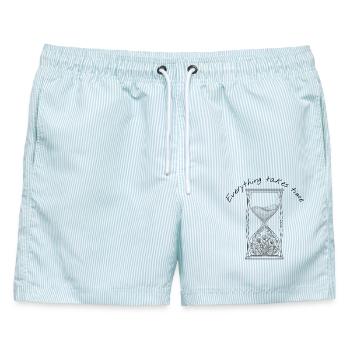 Everything Takes Time Sanduhr - Männer Badeshorts - hellblau gestreift - Vorne - AI Model Male 178 light (178cm)