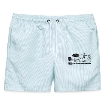 Lughnasadh Lughnasa Lammas Fest - Männer Badeshorts - hellblau gestreift - Vorne - AI Model Male 178 light (178cm)