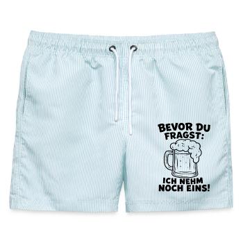 Bevor du fragst: Ich nehm noch eins! Lustiges Bier - Männer Badeshorts - hellblau gestreift - Vorne - AI Model Male 178 light (178cm)