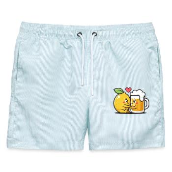 Radler Bier Zitrone Liebe Lustiger Mix - Männer Badeshorts - hellblau gestreift - Vorne - AI Model Male 178 light (178cm)