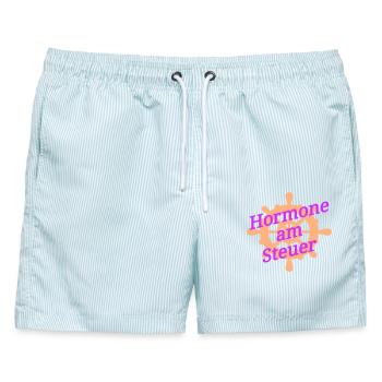 Wechseljahre Hormone Steuer - Männer Badeshorts - hellblau gestreift - Vorne - AI Model Male 178 light (178cm)