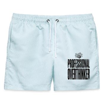 Überdenker von Fachkräften im Bereich psychischer Gesundheit - Männer Badeshorts - hellblau gestreift - Vorne - AI Model Male 178 light (178cm)
