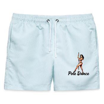 Exotic Pole Dance High Heels - Männer Badeshorts - hellblau gestreift - Vorne - AI Model Male 178 light (178cm)