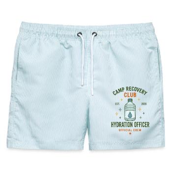 Hydration Officer – Camp Recovery Club Crew - Männer Badeshorts - hellblau gestreift - Vorne - AI Model Male 178 light (178cm)