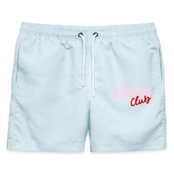 Grundschule 4. Klasse - Männer Badeshorts - hellblau gestreift - Vorne - AI Model Male 178 light (178cm)
