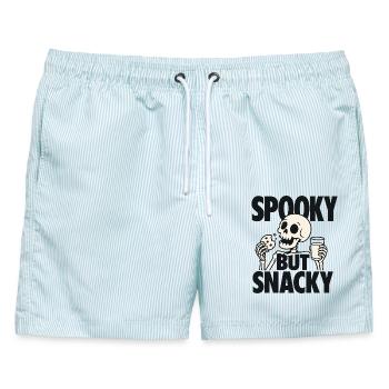 Spooky But Snacky Skeleton - Männer Badeshorts - hellblau gestreift - Vorne - AI Model Male 178 light (178cm)