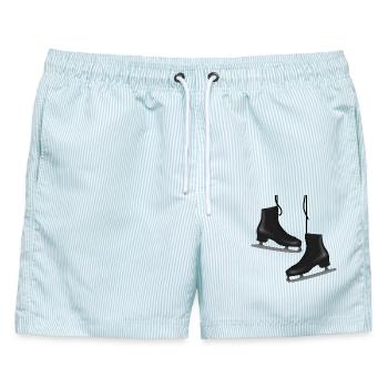 Eiskunstlauf Schlittschuhe - Männer Badeshorts - hellblau gestreift - Vorne - AI Model Male 178 light (178cm)