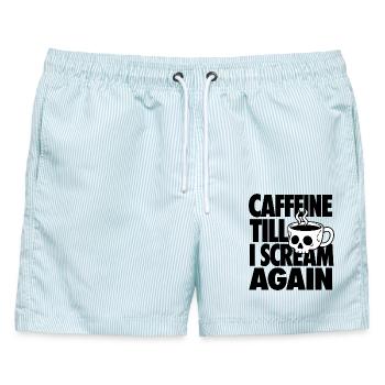 Skull Coffee Cup Spooky Icon - Männer Badeshorts - hellblau gestreift - Vorne - AI Model Male 178 light (178cm)
