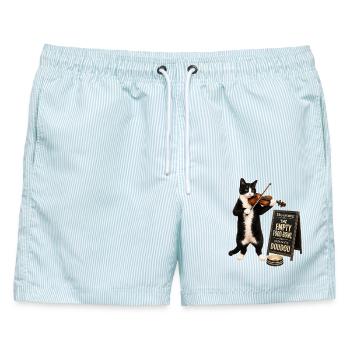 Die leere Futterschale - Männer Badeshorts - hellblau gestreift - Vorne - AI Model Male 178 light (178cm)