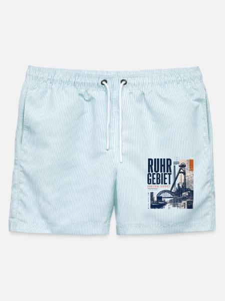 Ruhrgebiet Industrie Collage - Männer Badeshorts - hellblau gestreift