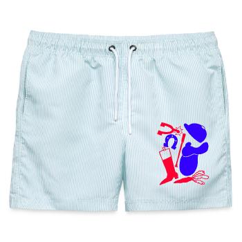 Fahrzubehör-Muster - Männer Badeshorts - hellblau gestreift - Vorne - AI Model Male 178 light (178cm)