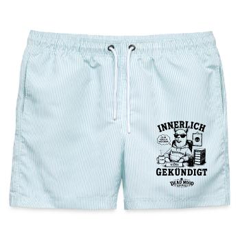 Alpaka Innerlich gekündigt Dead Mood Animals - Männer Badeshorts - hellblau gestreift - Vorne - AI Model Male 178 light (178cm)