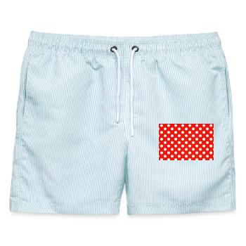 Red Polka Dot Retro-Muster - Männer Badeshorts - hellblau gestreift - Vorne - AI Model Male 178 light (178cm)