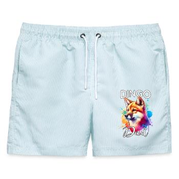 Australischer Wildhund Papa - Männer Badeshorts - hellblau gestreift - Vorne - AI Model Male 178 light (178cm)
